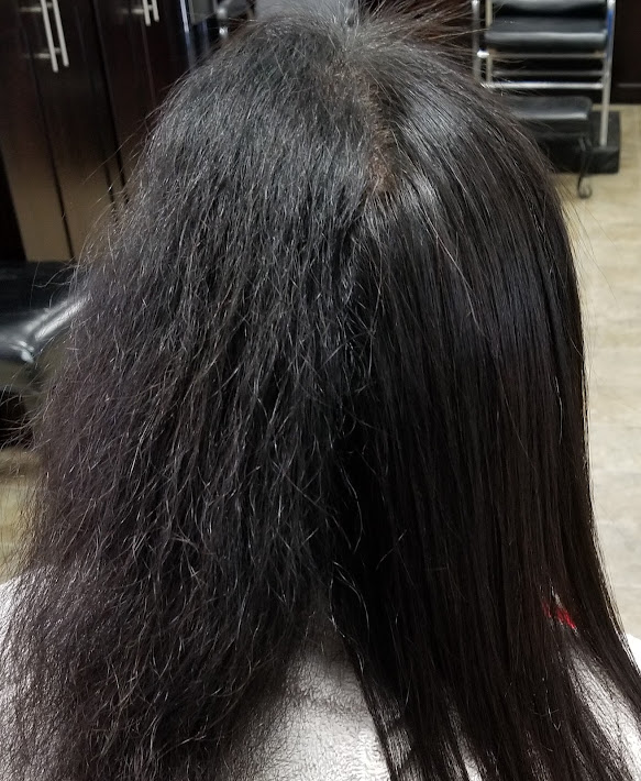 Hair color technique in progress